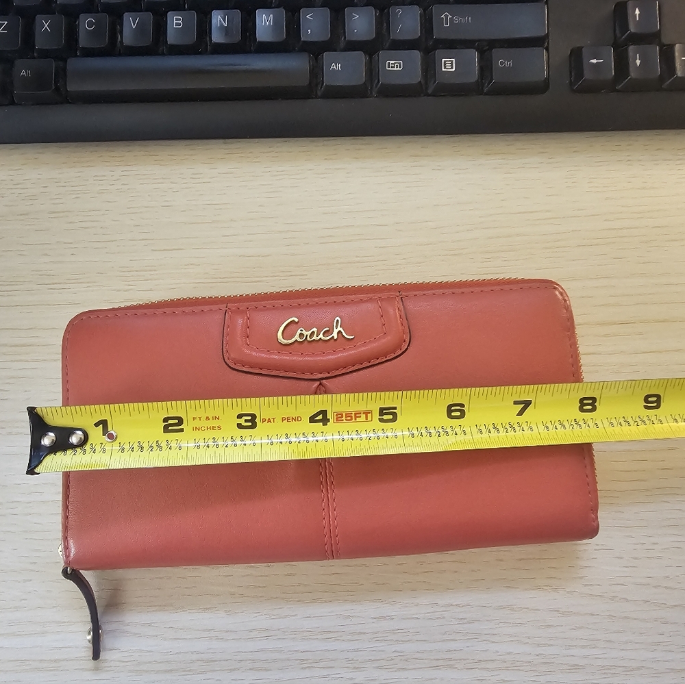 Coach Ashley Leather Zip Around Wallet – Burnt Orange/Rust – Beige Interior - Picture 4 of 10